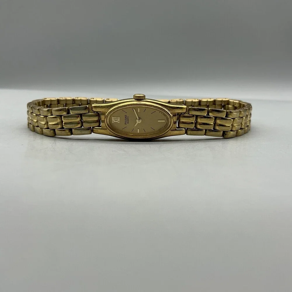 Vintage Pulsar Womens Watch 12mm Oval Gold Tone V220-6190 New Battery